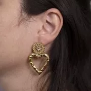 34x30mm 304L stainless steel Pendants hammered hearts - Gold x2