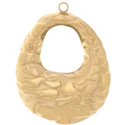 27x21mm 304L stainless steel Hammered oval pendants - Gold x2|raw }}