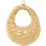 27x21mm 304L stainless steel Hammered oval pendants - Gold x2