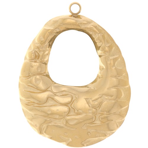 27x21mm 304L stainless steel Hammered oval pendants - Gold x2