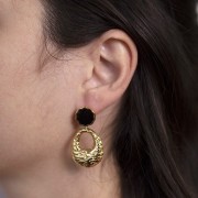 27x21mm 304L stainless steel Hammered oval pendants - Gold x2