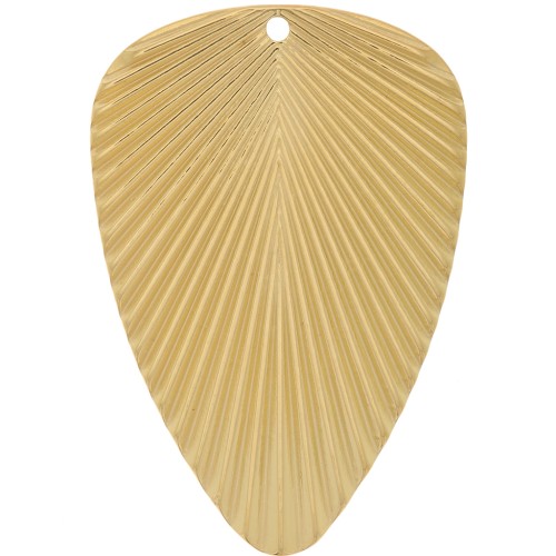 41x28mm 304L stainless steel Leaf pendant pleated effect - Gold x1