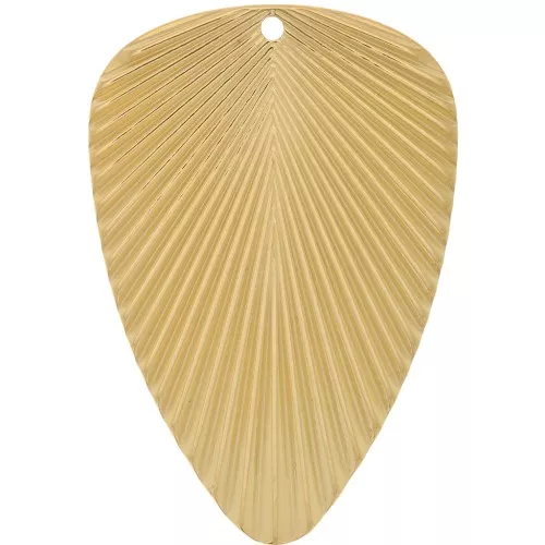 41x28mm 304L stainless steel Leaf pendant pleated effect - Gold x1