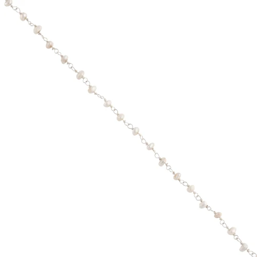 Fancy 4mm chain with freshwater pearls - 925 Sterling Silver x20cm