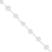 925 Sterling Silver Fancy 4mm chain with round freshwater beads x20cm