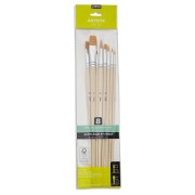 Set of 8 Pébéo polyamide round and flat brushes - long handle x1|raw }}