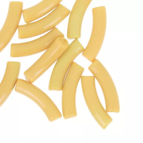 32x8 mm curved tube beads in opaque acrylic - Ochre x6