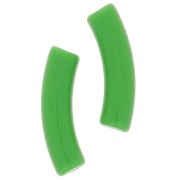 32x8mm Clear acrylic curved tube beads - Green x6