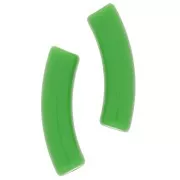 32x8mm Clear acrylic curved tube beads - Green x6
