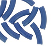 32x8mm Clear acrylic curved tube beads - Denim blue x6