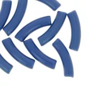 Perles tube incurvé en acrylique opaque 32x8 mm - Bleu jean x6