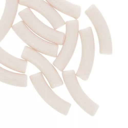 32x8 mm curved tube beads in opaque acrylic - Nude x6