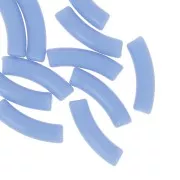 32x8mm Clear acrylic curved tube beads - Light blue x6