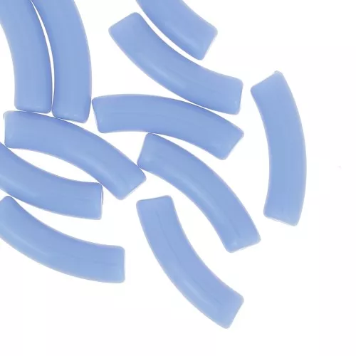 32x8 mm curved tube beads in opaque acrylic - Sky Blue x6
