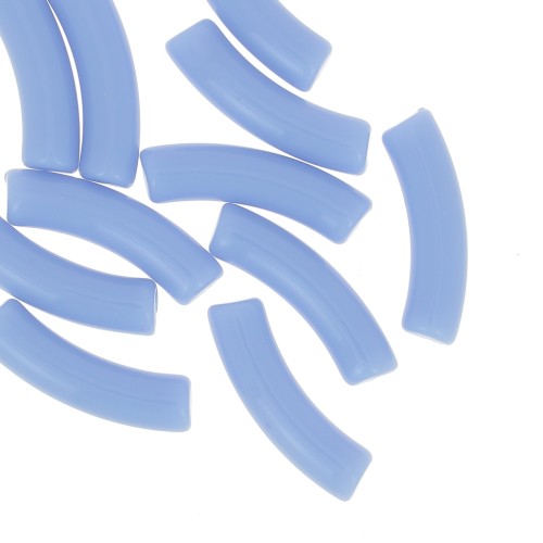 32x8mm Clear acrylic curved tube beads - Light blue x6