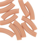 32x8mm Clear acrylic curved tube beads - Light brown x6|raw }}