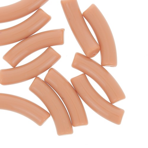 32x8mm Clear acrylic curved tube beads - Light brown x6