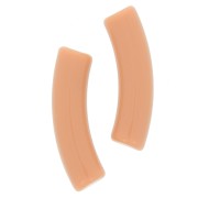 32x8 mm curved tube beads in opaque acrylic - Light brown x6