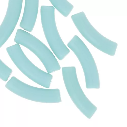 32x8 mm curved tube beads in opaque acrylic - Glacier blue x6