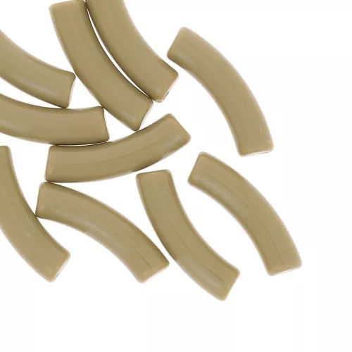 32x8 mm curved tube beads in opaque acrylic - Khaki x6