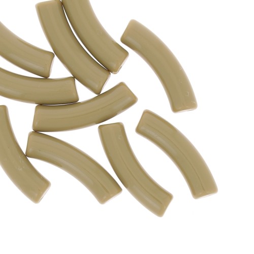 32x8mm Clear acrylic curved tube beads - Khaki x6