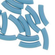 32x8mm Clear acrylic curved tube beads - Blue x6|raw }}