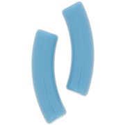 32x8 mm curved tube beads in opaque acrylic - Blue x6