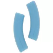 32x8mm Clear acrylic curved tube beads - Blue x6