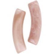 32x8 mm curved tube beads in transparent acrylic - Marbled Brown - White x6