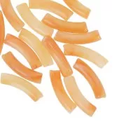 32x8 mm curved tube beads in transparent acrylic - Apricot Marble x6