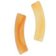 32x8 mm curved tube beads in transparent acrylic - Apricot Marble x6