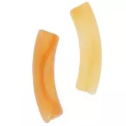 32x8 mm curved tube beads in transparent acrylic - Apricot Marble x6