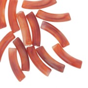 32x8 mm curved tube beads in transparent acrylic - Marbled Brick x6