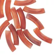 32x8 mm curved tube beads in transparent acrylic - Marbled Brick x6