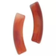 32x8 mm curved tube beads in transparent acrylic - Marbled Brick x6