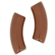 Curved tube beads 35x11 mm in opaque acrylic - Brown x6