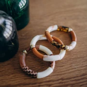 Curved tube beads 35x11 mm in opaque acrylic - Brown x6