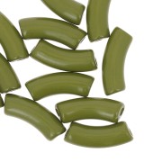 35x11mm Clear acrylic curved tube beads - Olive x6