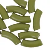 Curved tube beads 35x11 mm in opaque acrylic - Olive x6