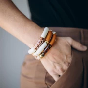 35x11mm Clear acrylic curved tube beads - Olive x6