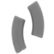 35x11mm Clear acrylic curved tube beads - Dark grey x6