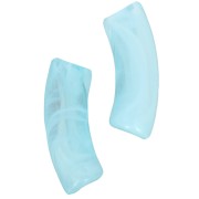 Curved tube beads 35x11 mm in transparent acrylic Marbled Turquoise - White x6
