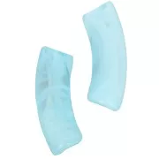 Curved tube beads 35x11 mm in transparent acrylic Marbled Turquoise - White x6