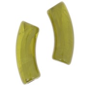 Curved tube beads 35x11 mm in clear acrylic - Marbled Olive x6