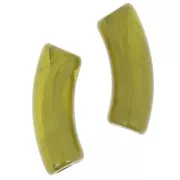 Curved tube beads 35x11 mm in clear acrylic - Marbled Olive x6