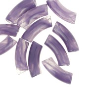 35x11mm Clear acrylic curved tube beads - Marbled Dark Violet x6
