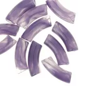 Curved tube beads 35x11 mm in transparent acrylic - Marbled Dark Violet x6