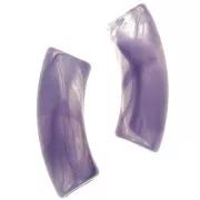 Curved tube beads 35x11 mm in transparent acrylic - Marbled Dark Violet x6