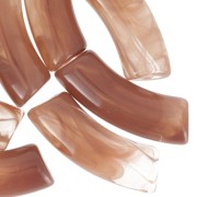 35x11mm Clear acrylic curved tube beads - Marbled Brown x6|raw }}