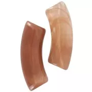 35x11mm Clear acrylic curved tube beads - Marbled Brown x6